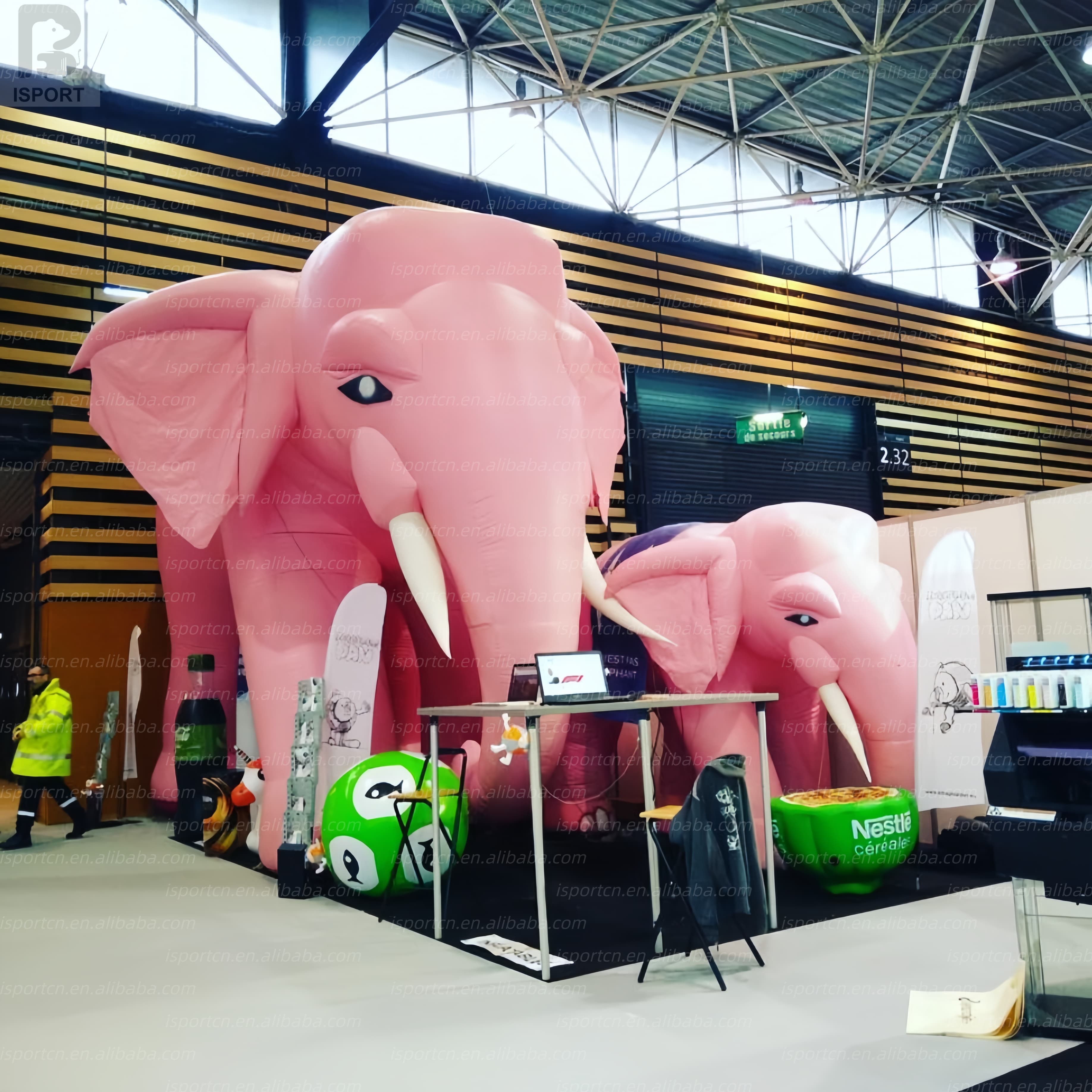 Giant Inflatable Pink Elephant with LED Lights
