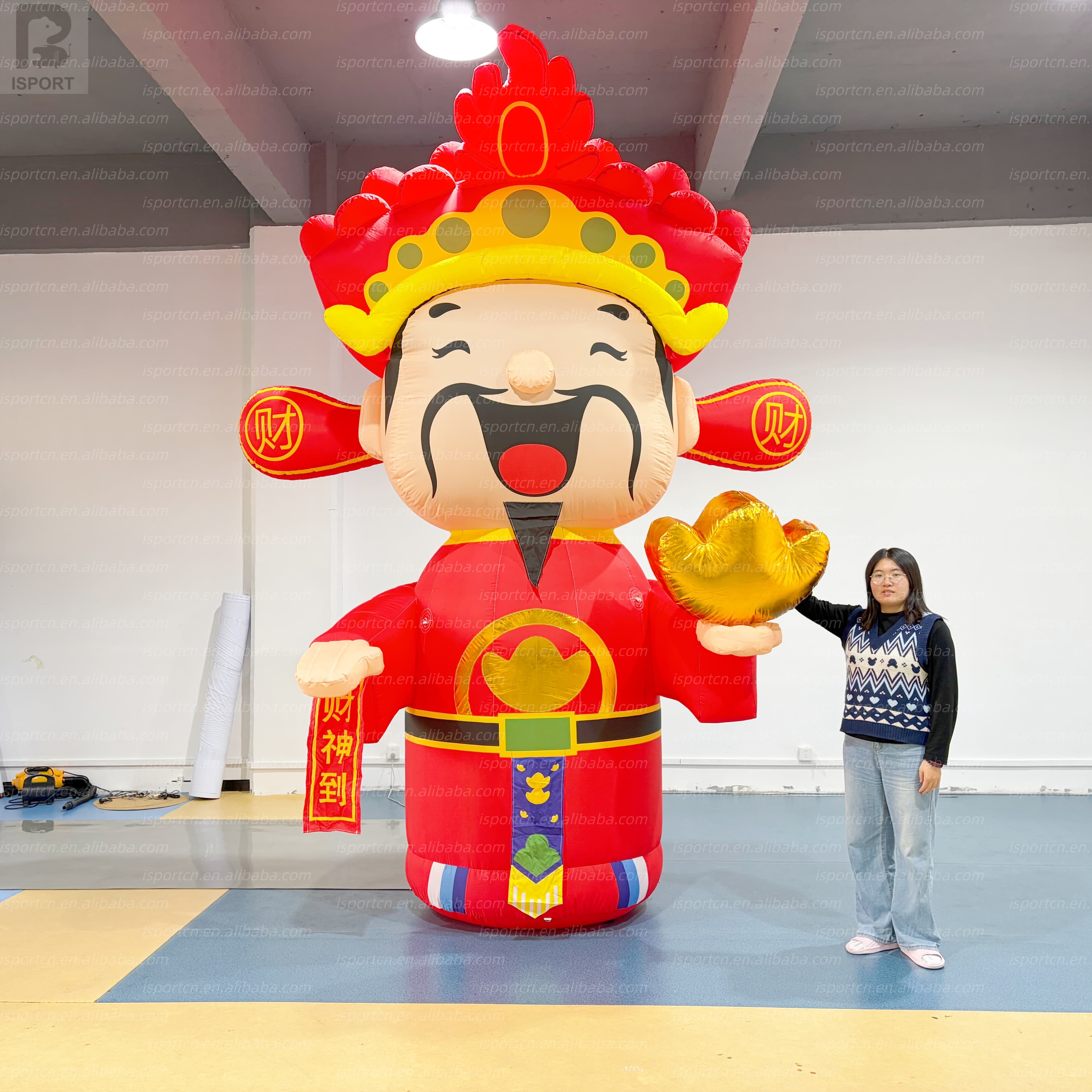 Festive Chinese God of Wealth Inflatable Decor with Built-In Fan