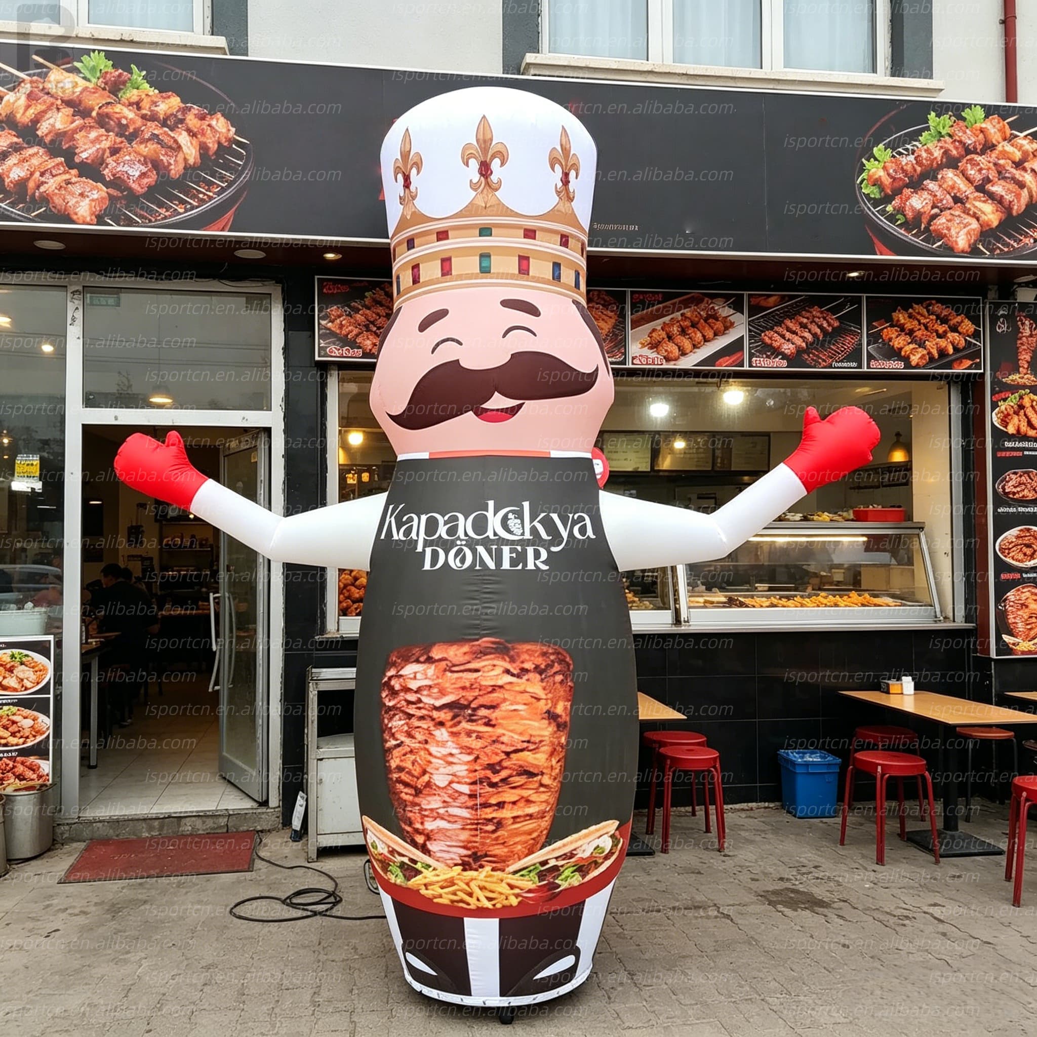 Custom Inflatable Waving Doner Kebab Chef Air Dancer with LED Lights