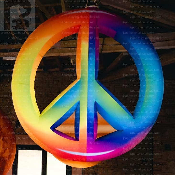 Giant Custom LED Lit Inflatable Peace Sign Symbol