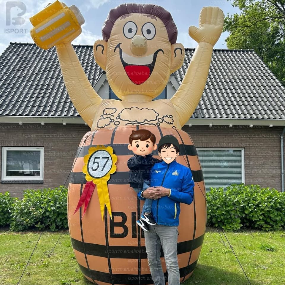 Giant Inflatable Beer Barrel Man Character