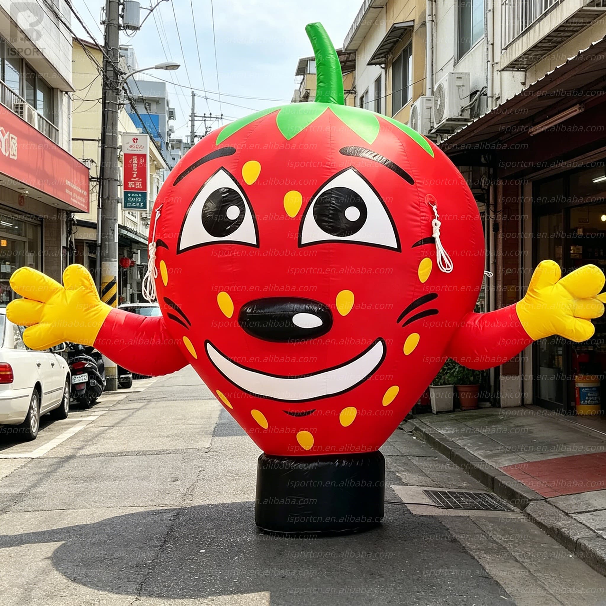 Giant Waving Inflatable Strawberry with LED Lights