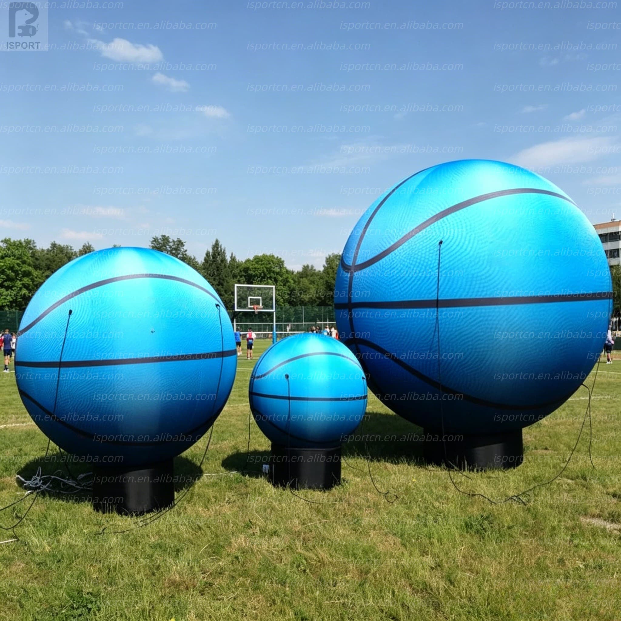 Giant Inflatable Basketball with LED Lighting and Base