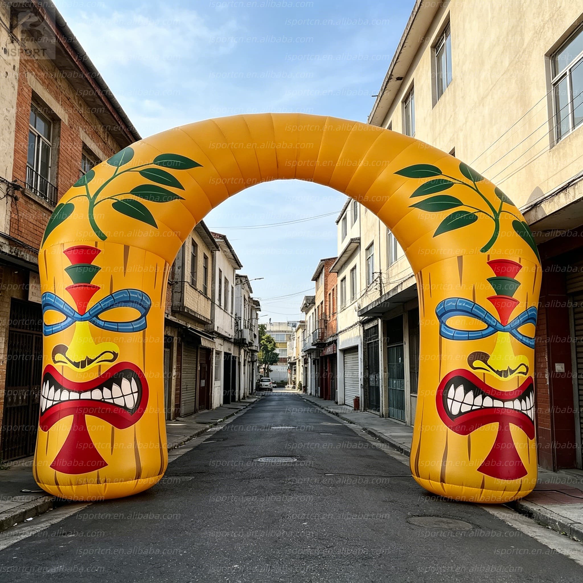 Giant LED Inflatable Tiki Totem Arch for Hawaiian Luau and Tropical Events