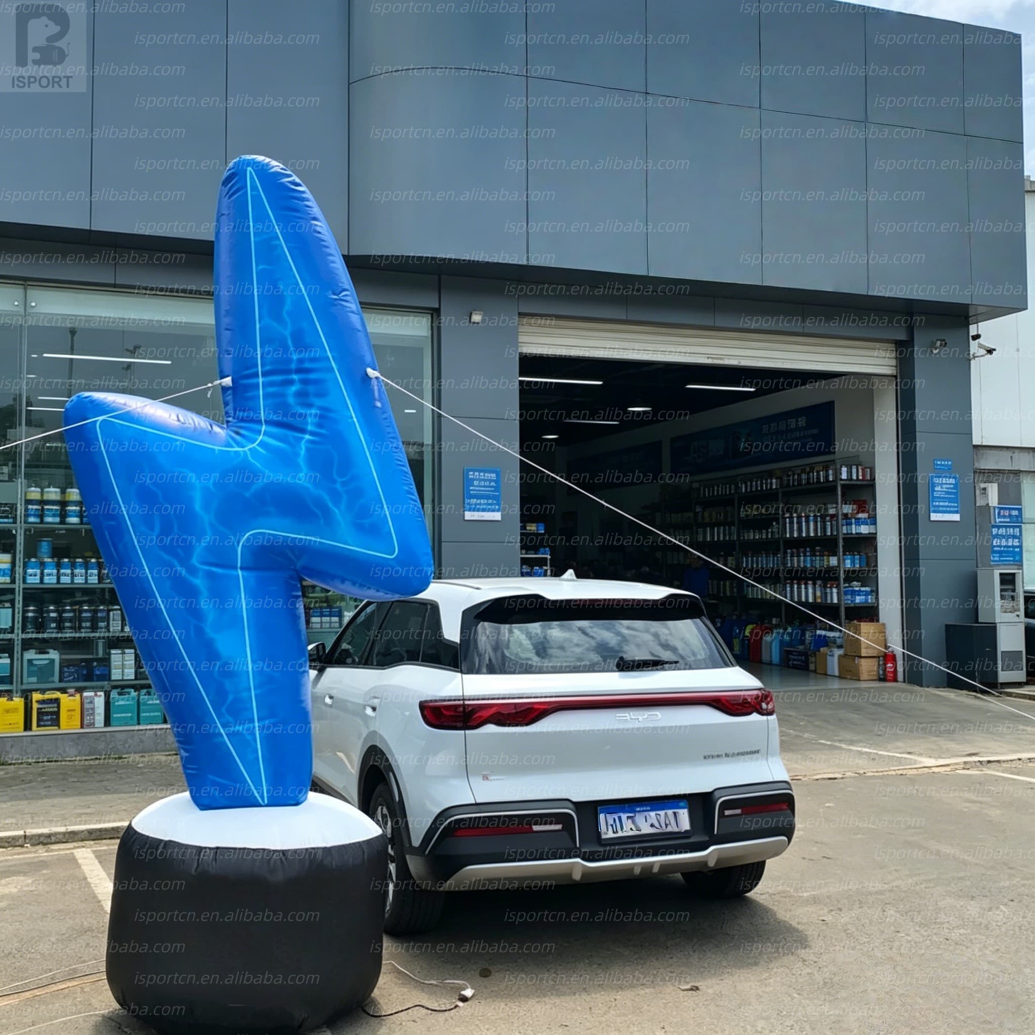 Giant LED Inflatable Lightning Bolt with Base – Custom Logo