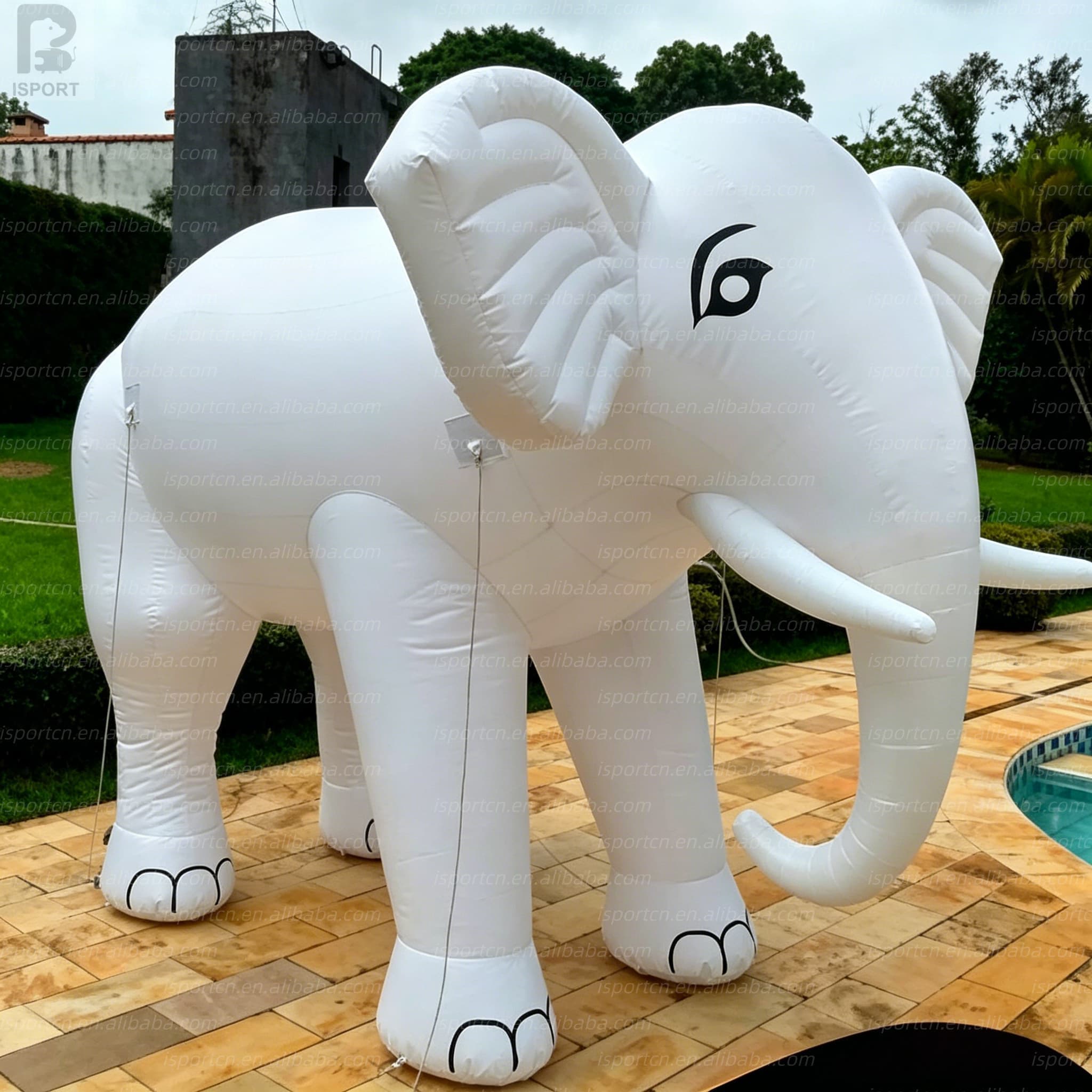 Custom Inflatable White Elephant with LED Lighting