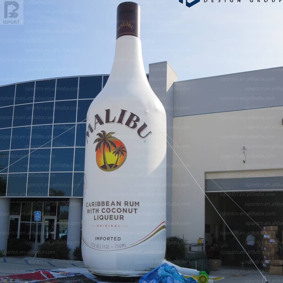 Giant Inflatable Rum Bottle with LED Lights - Custom Logo Advertising Replica
