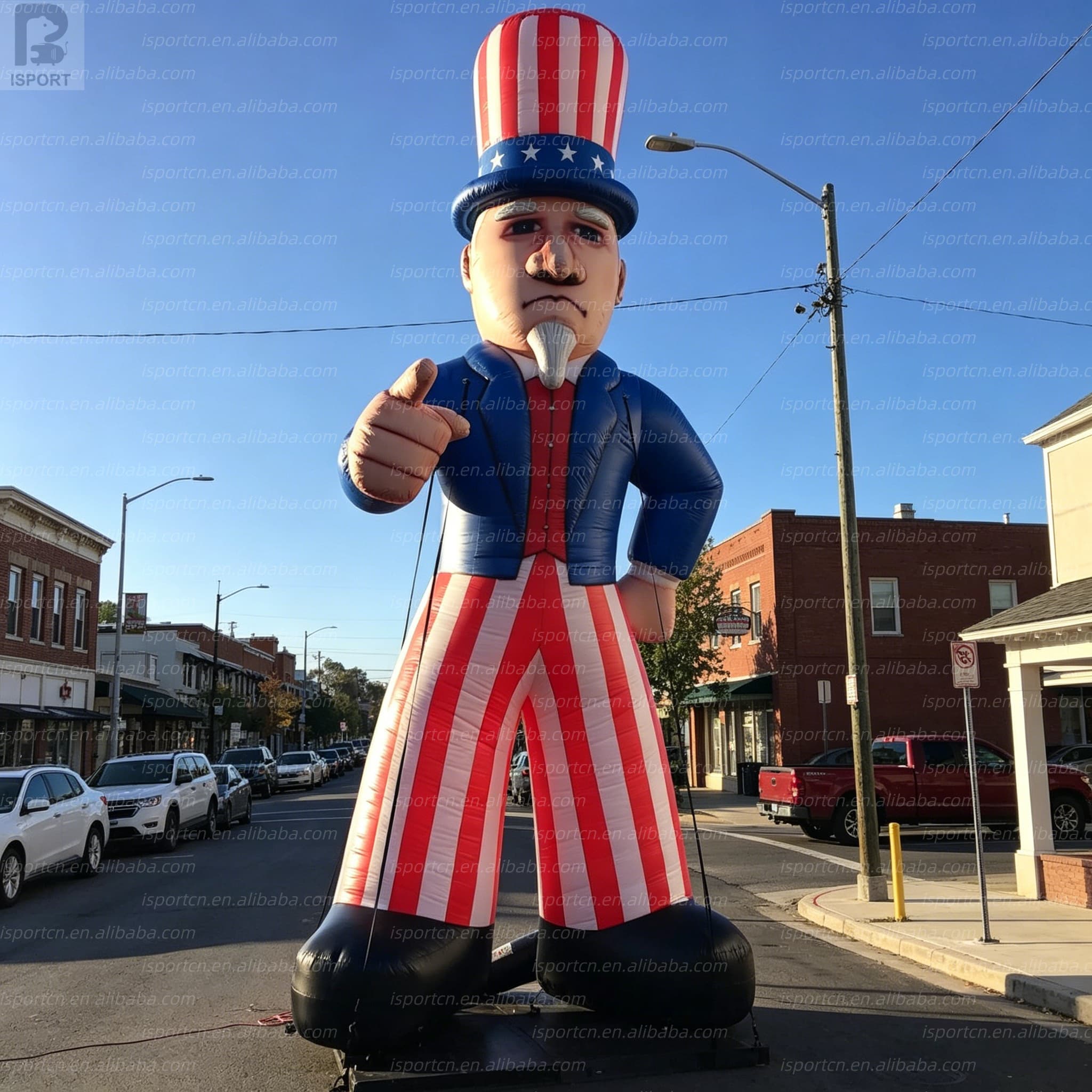 Giant Inflatable Uncle Sam with LED Lights – Custom Patriotic Mascot