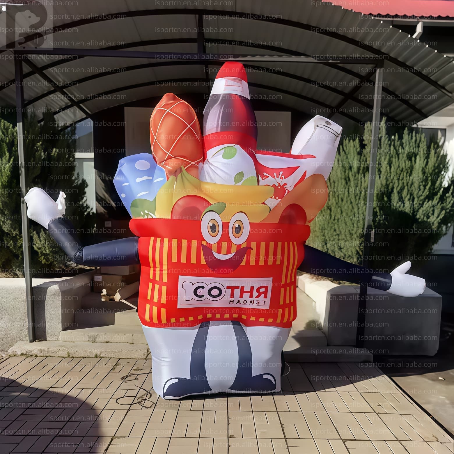 Custom Inflatable Waving Grocery Basket Character