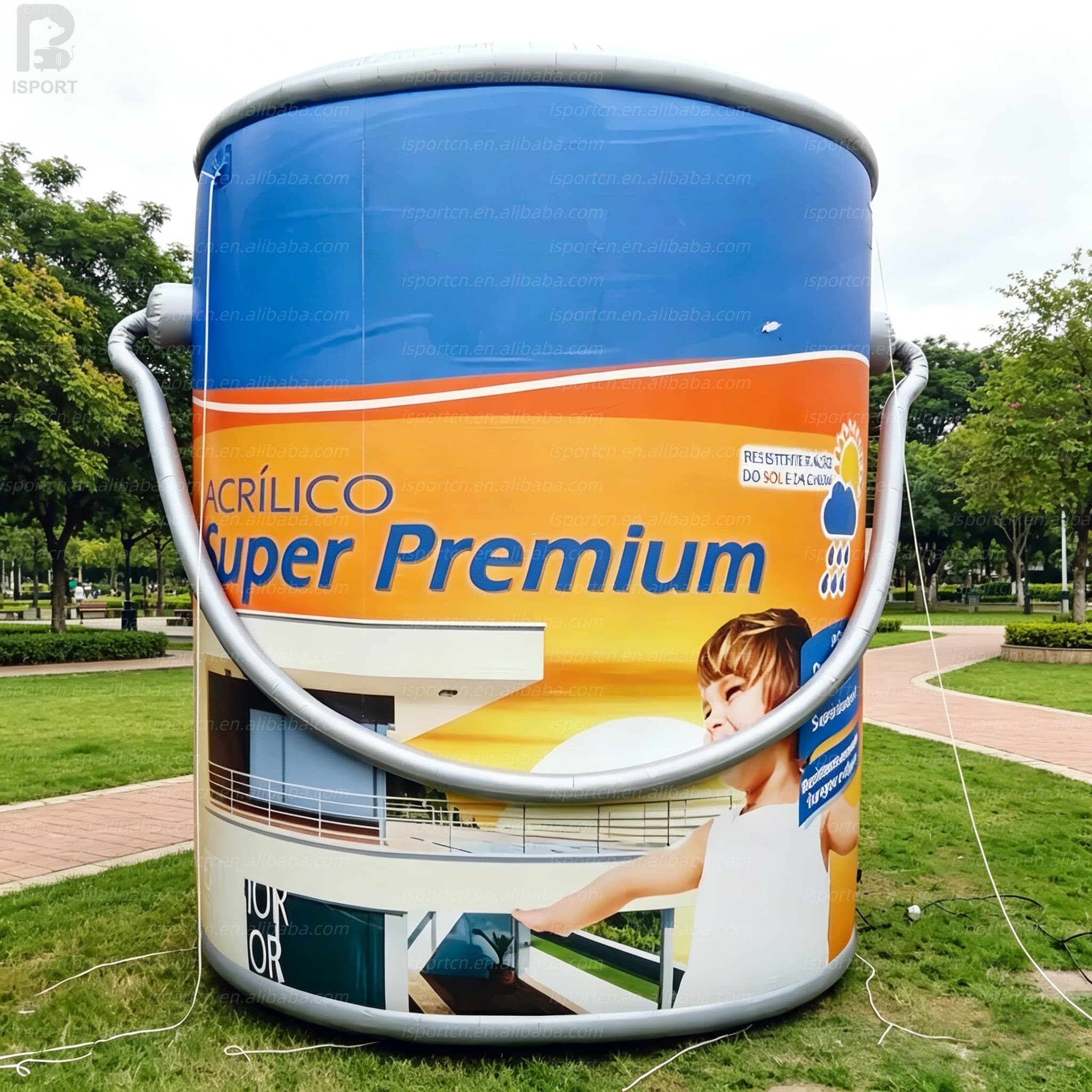 Giant Inflatable Paint Bucket with Custom Logo and LED Lights