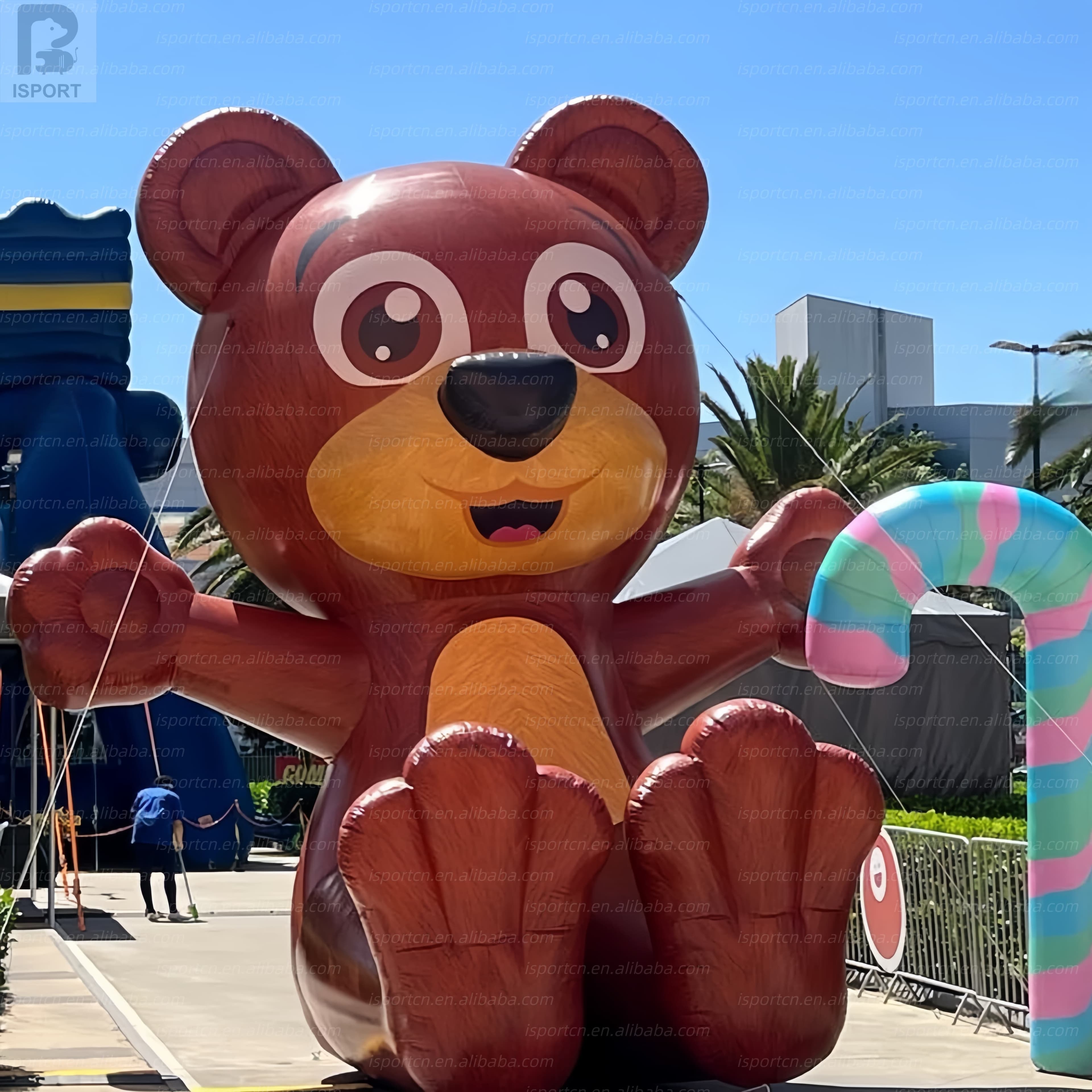 Custom LED Lit Giant Brown Bear Inflatable Sitting Teddy Display