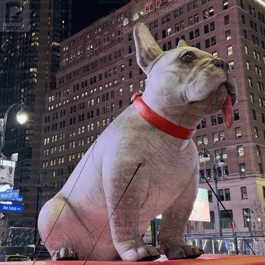Giant Inflatable French Bulldog with LED Base Lights