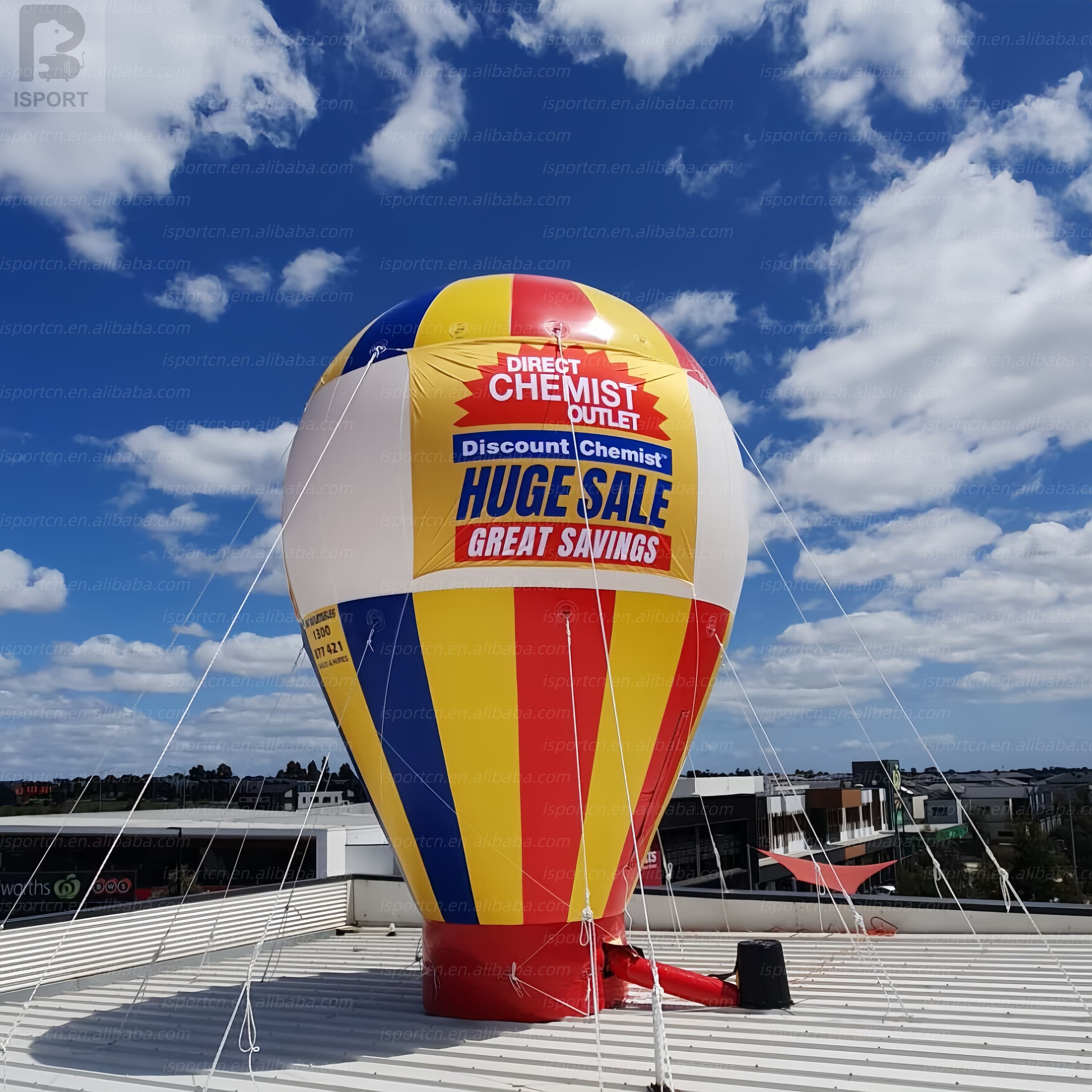 Custom Inflatable Hot Air Balloon Rooftop Advertising Display