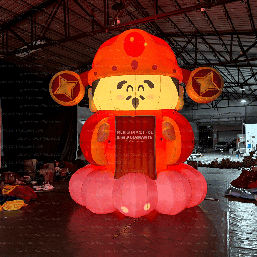 Giant God of Wealth Inflatable Character with LED Lights