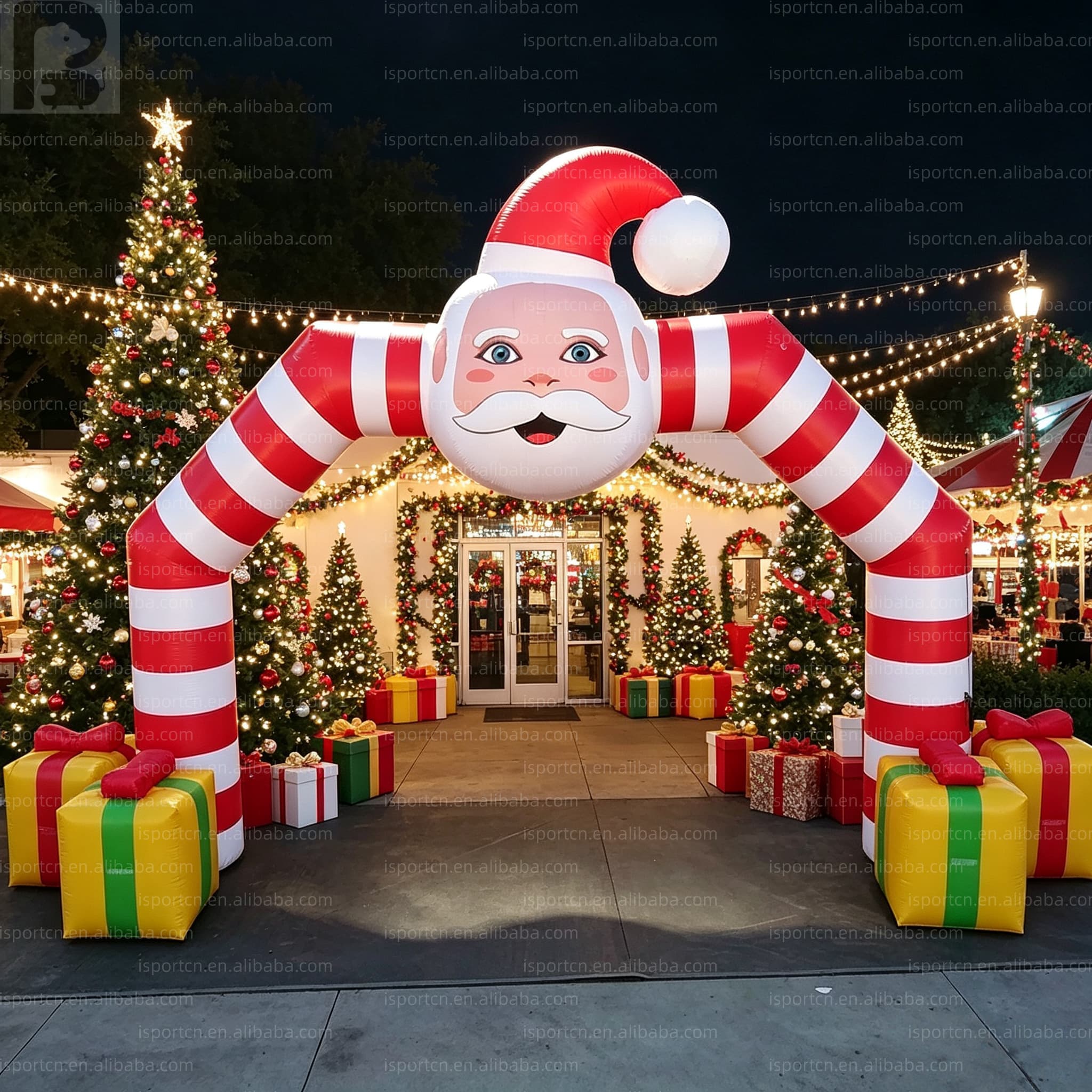 Giant Inflatable Santa Claus Arch with Gift Box Base