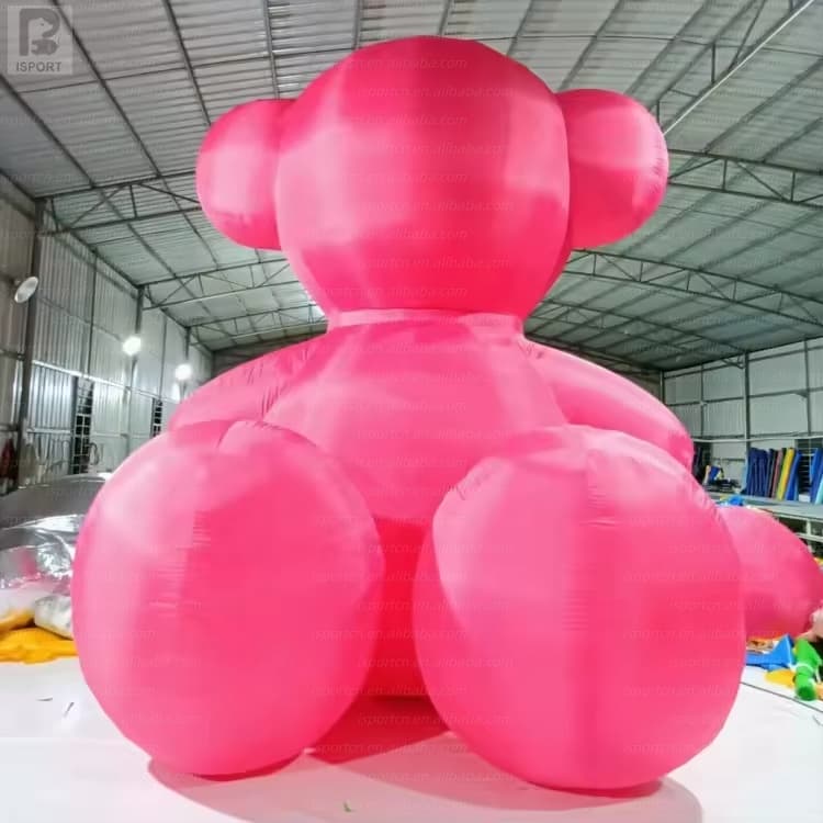 Giant Pink Geometric Bear Inflatable Sculpture for Events