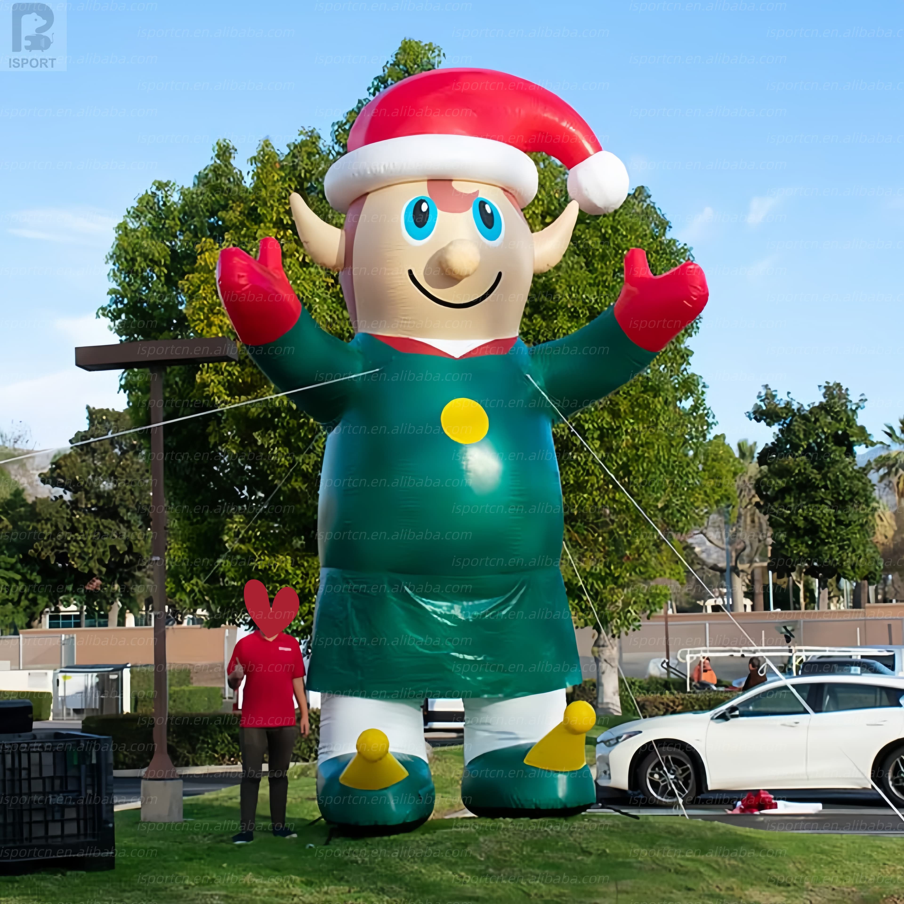 Giant Inflatable Christmas Elf with LED Lights