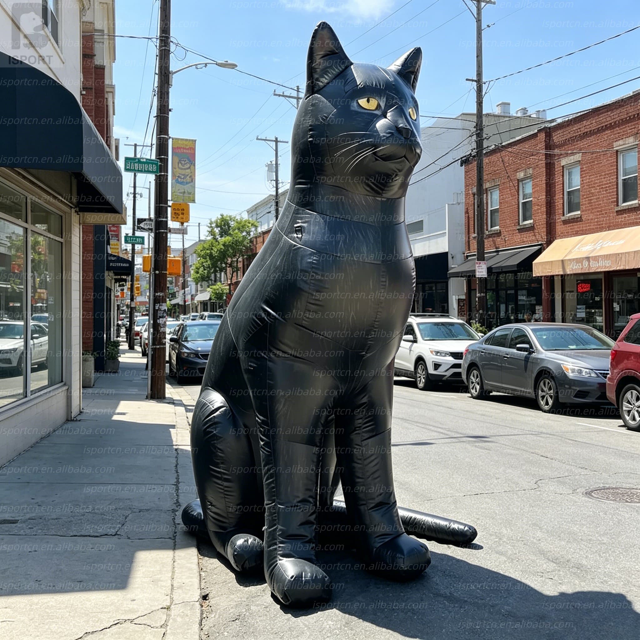 Giant Inflatable LED Black Cat with Custom Logo - Advertising Display