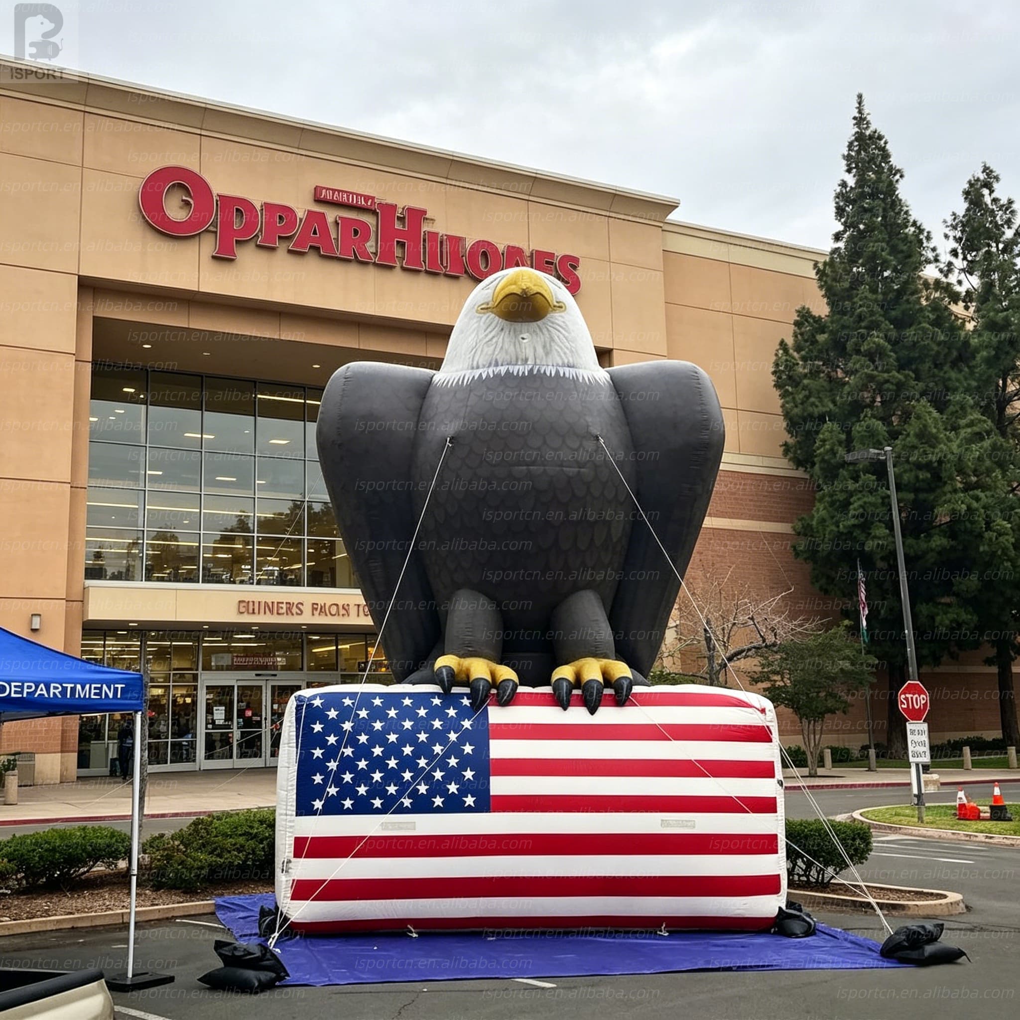 Custom Inflatable Bald Eagle with LED Lights and American Flag