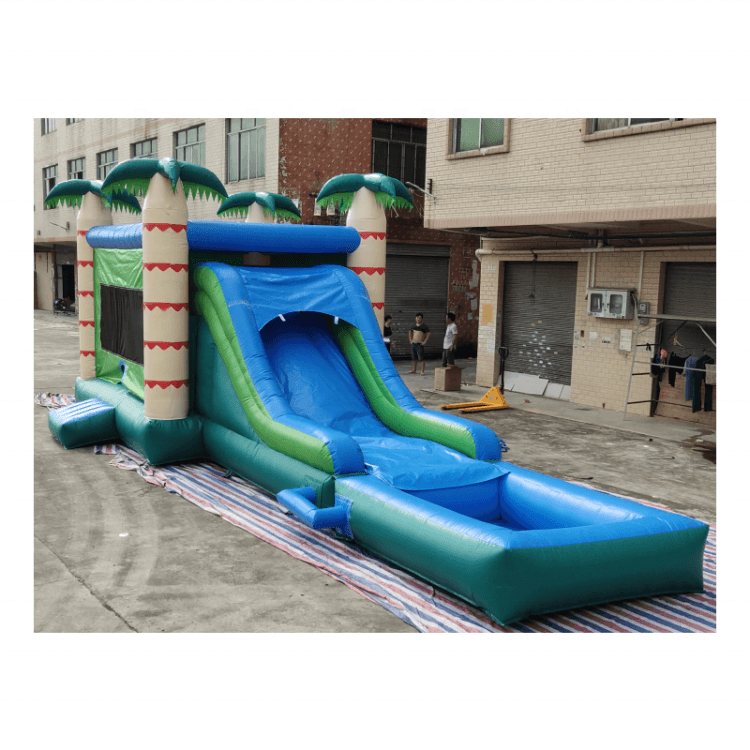 Commercial Tropical Palm Tree Climbing Bouncer Slide Inflatable Pool