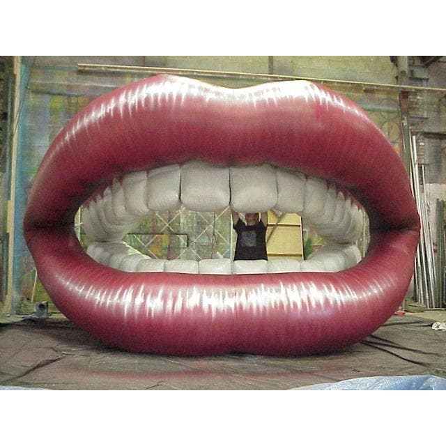Giant Inflatable Mouth Sculpture with Lips, Teeth, and Tongue
