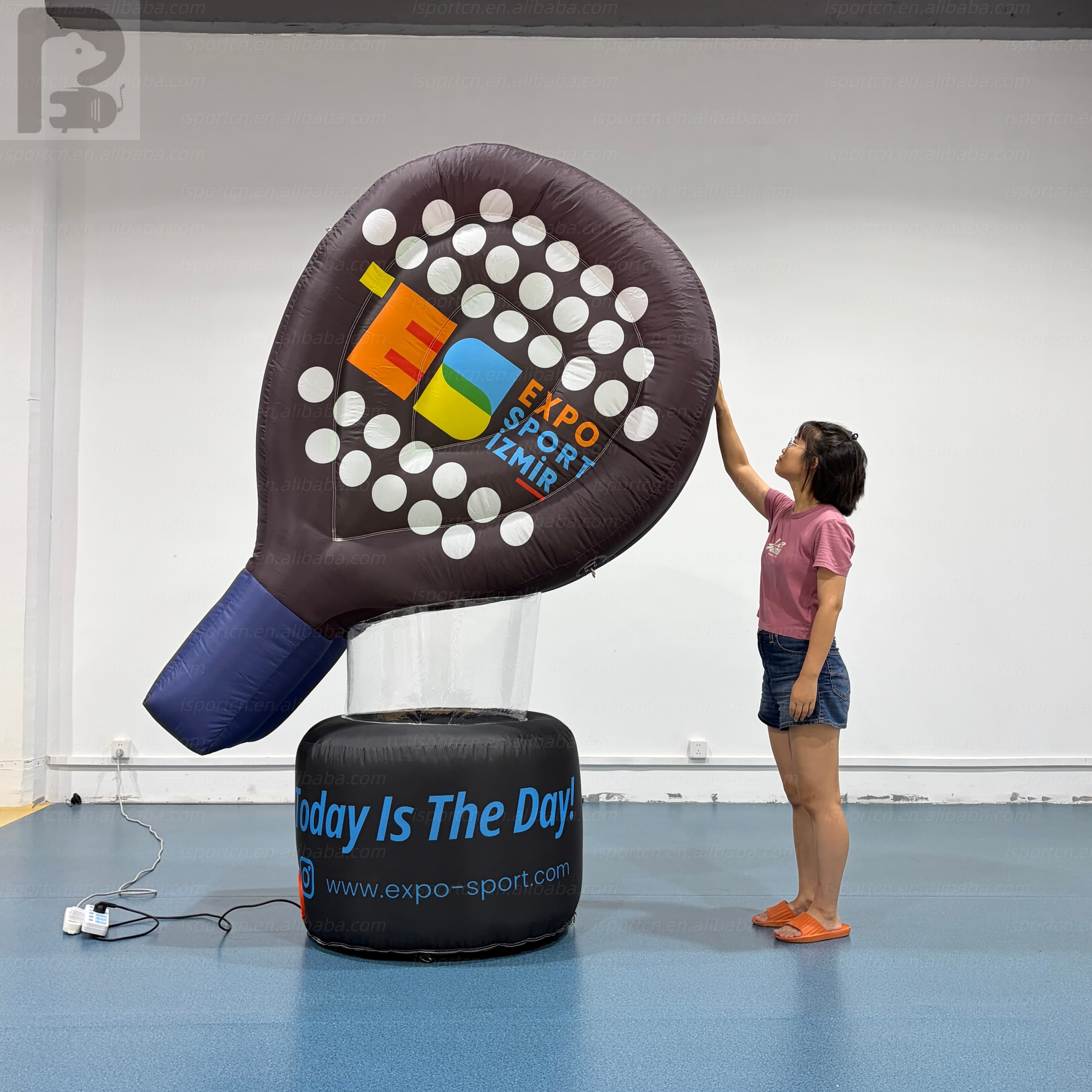 Giant Inflatable Tennis Paddle Mascot with Custom Printing