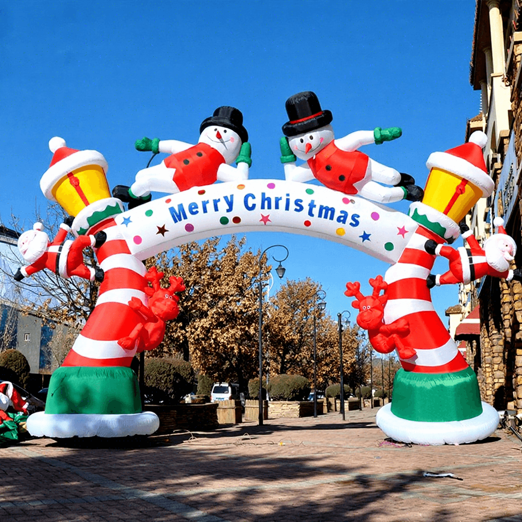Christmas Santa Claus Inflatable Archway with LED Lights