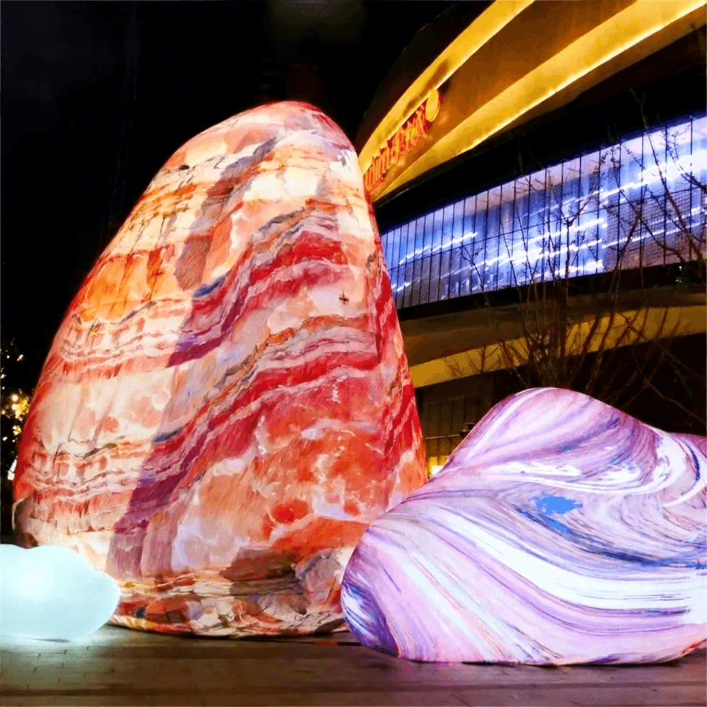 LED Light-Up Inflatable Rock Prop for Events and Outdoor Display