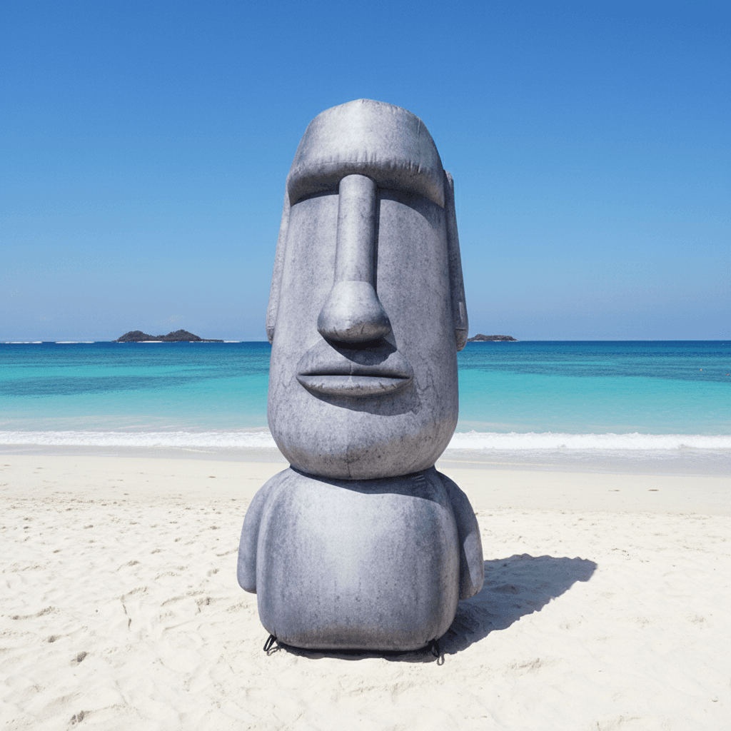 Giant Inflatable Moai Statue with LED Lighting