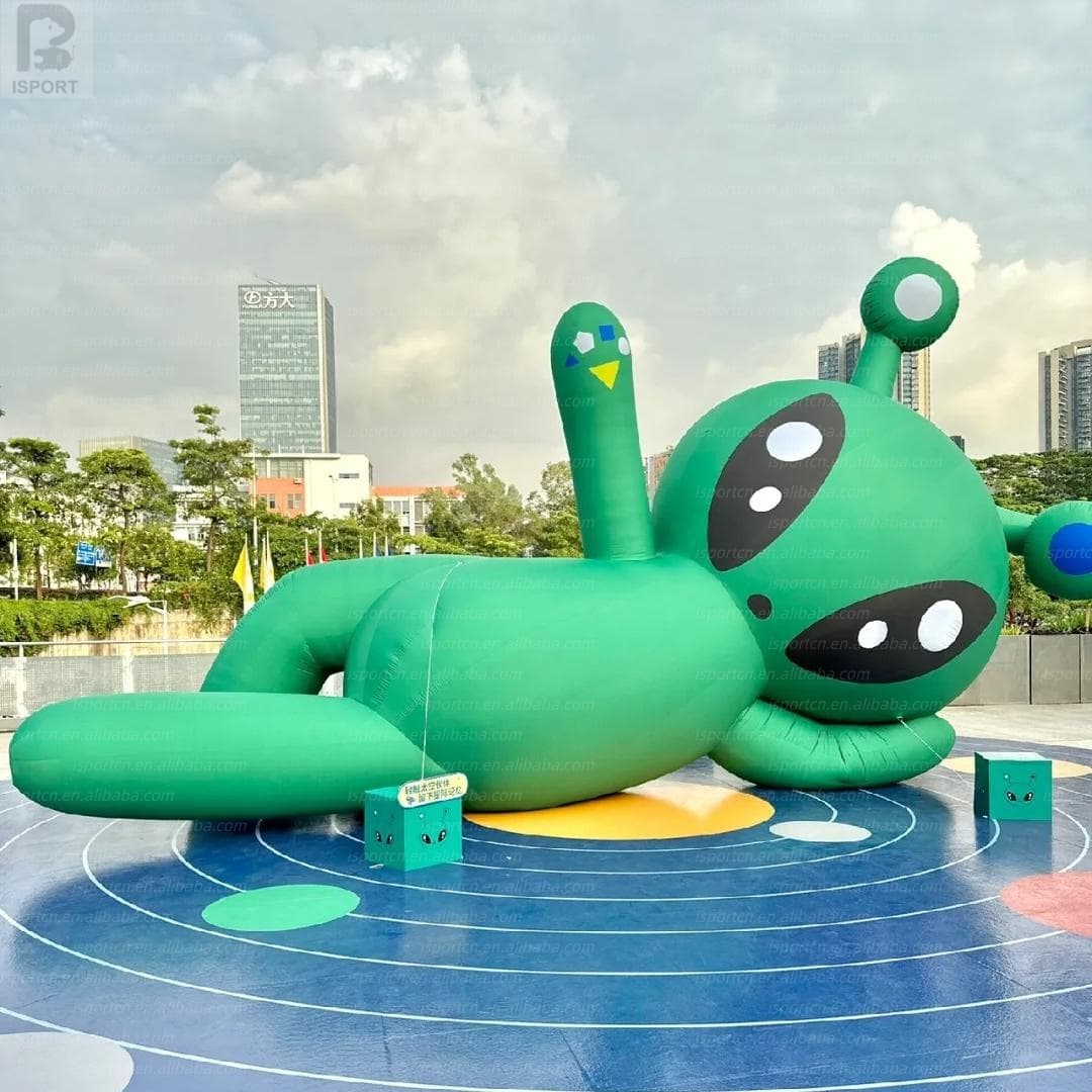 LED Lit Green Inflatable ET Alien Character