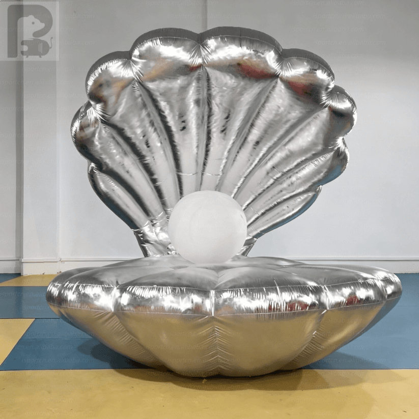 Mirror Inflatable Mermaid Clam Shell with LED Pearl Ball